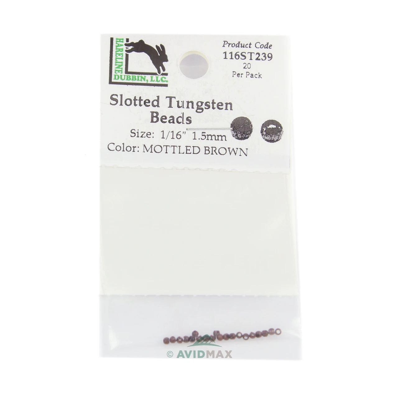 Hareline Slotted Tungsten Beads 1.59m - 1/16 Mottled Brown