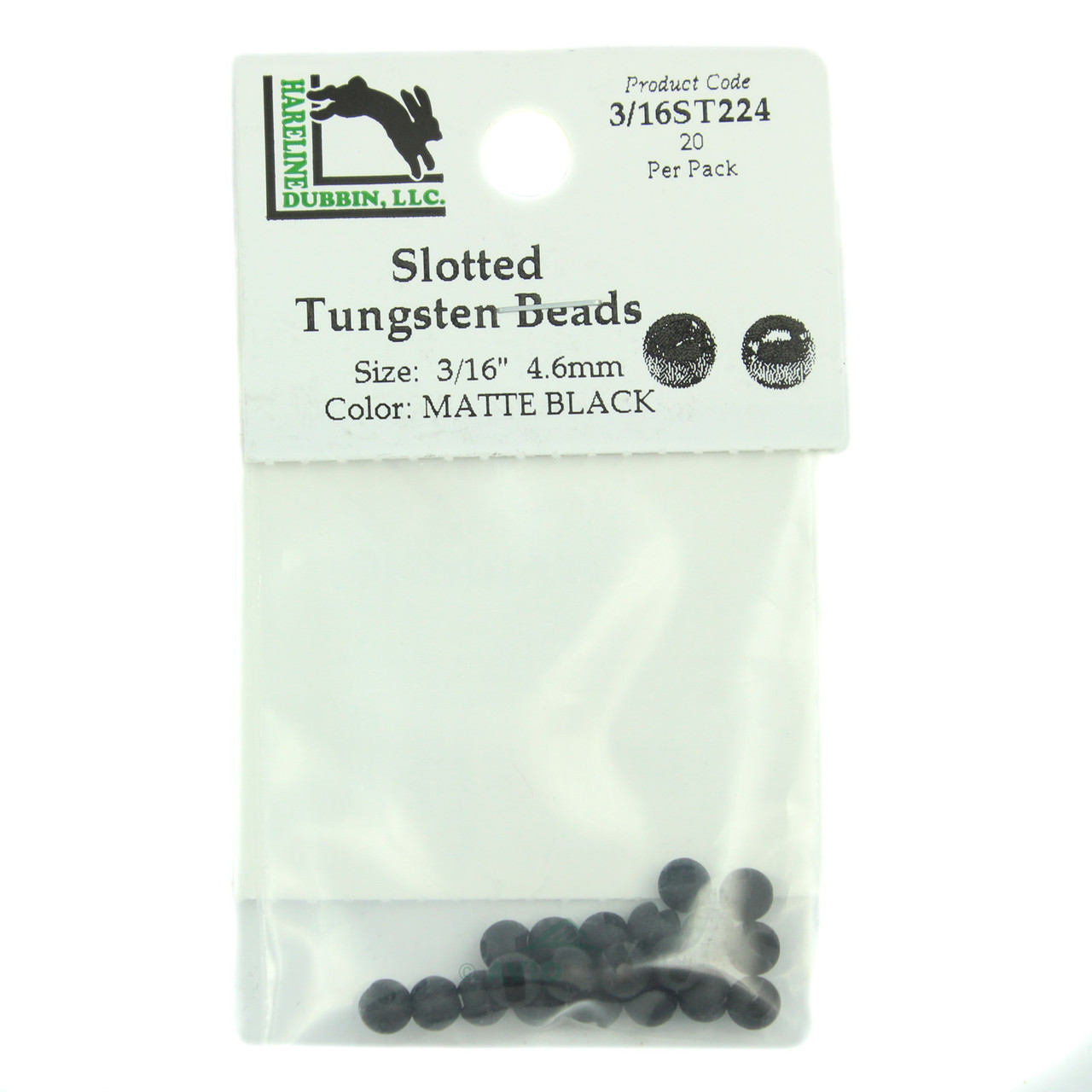 Hareline Slotted Tungsten Beads 4.76 mm - 3/16 Black