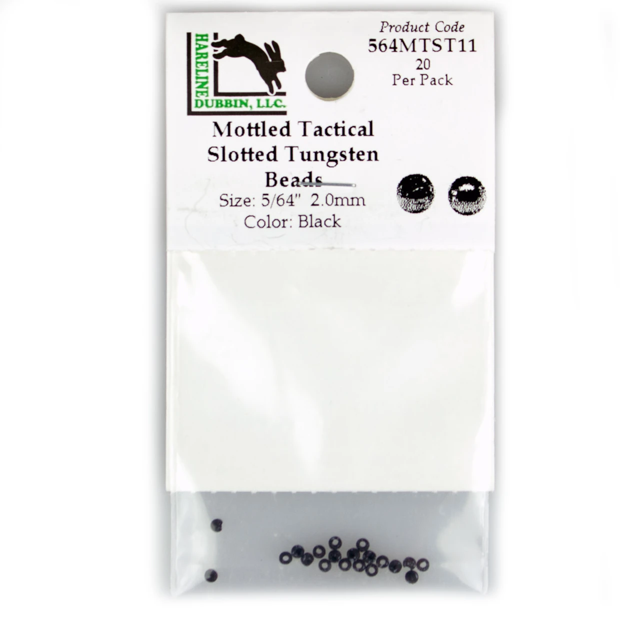 Hareline Mottled Tactical Slotted Tungsten Beads 2.0 mm - 5/64 Black