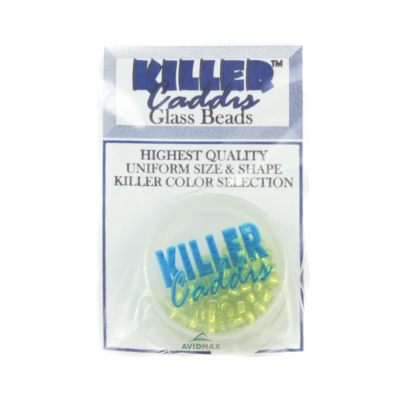 Killer Caddis Glass Beads (qty's vary by size) Medium Chartreuse Color Core