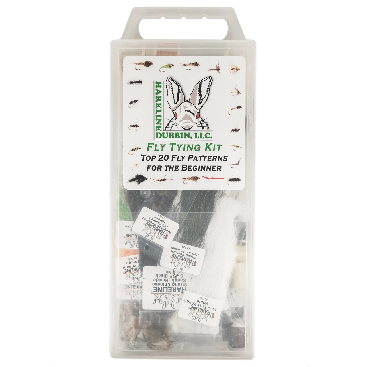 Hareline Beginner Fly Tying 48 pc Materials Kit with Instruction Book