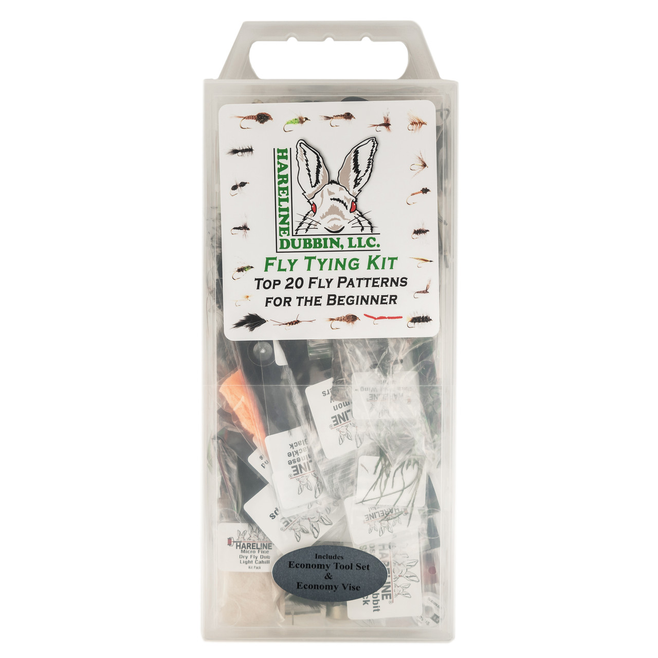 Hareline Fly Tying Materials Kit with Economy Tools and Vise - AvidMax
