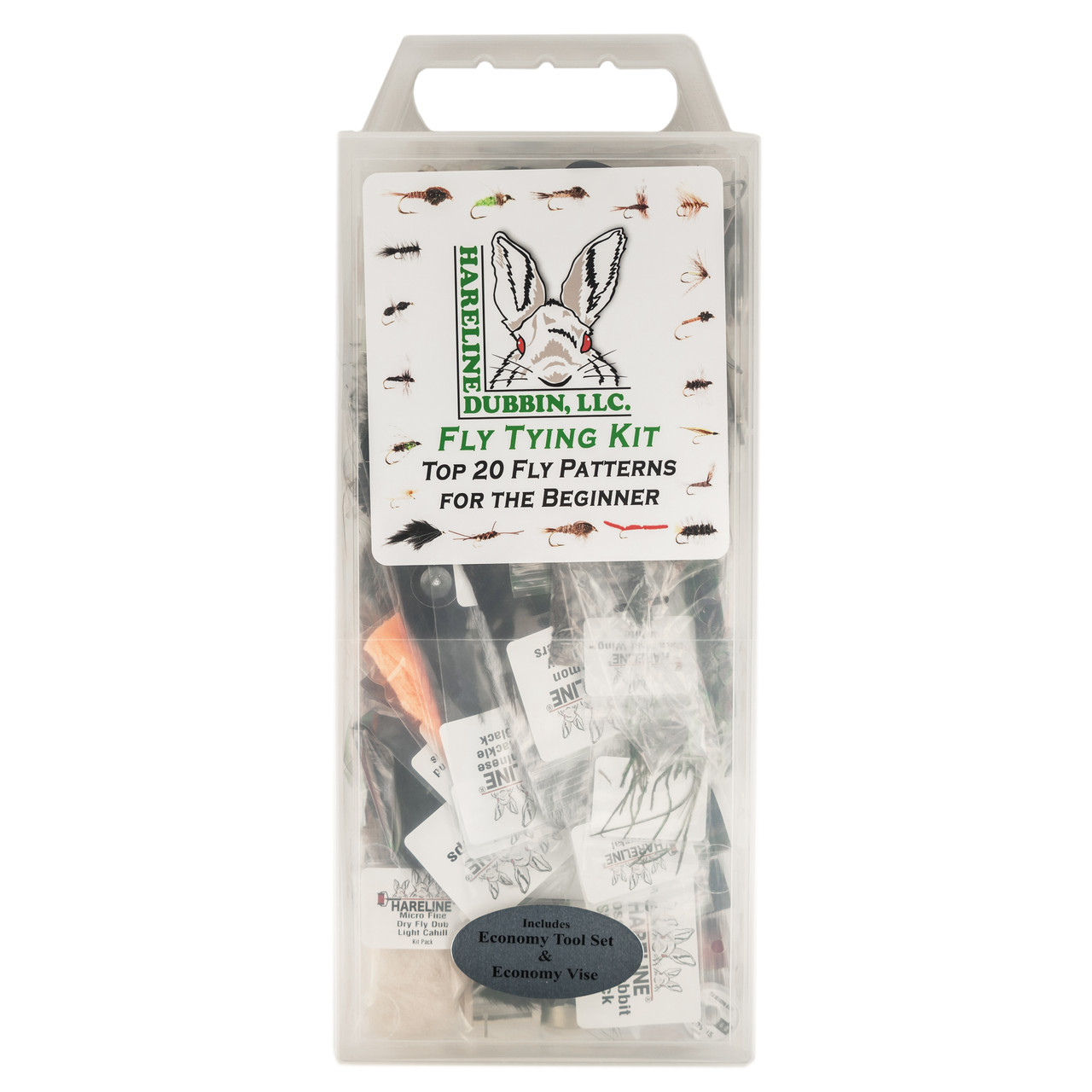 Hareline Fly Tying Materials Kit with Economy Tools and Vise 