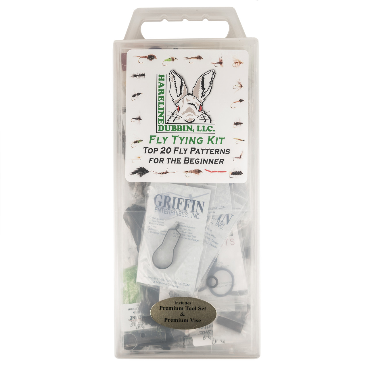 Hareline Fly Tying Material Kit with Premium Tools and Vise