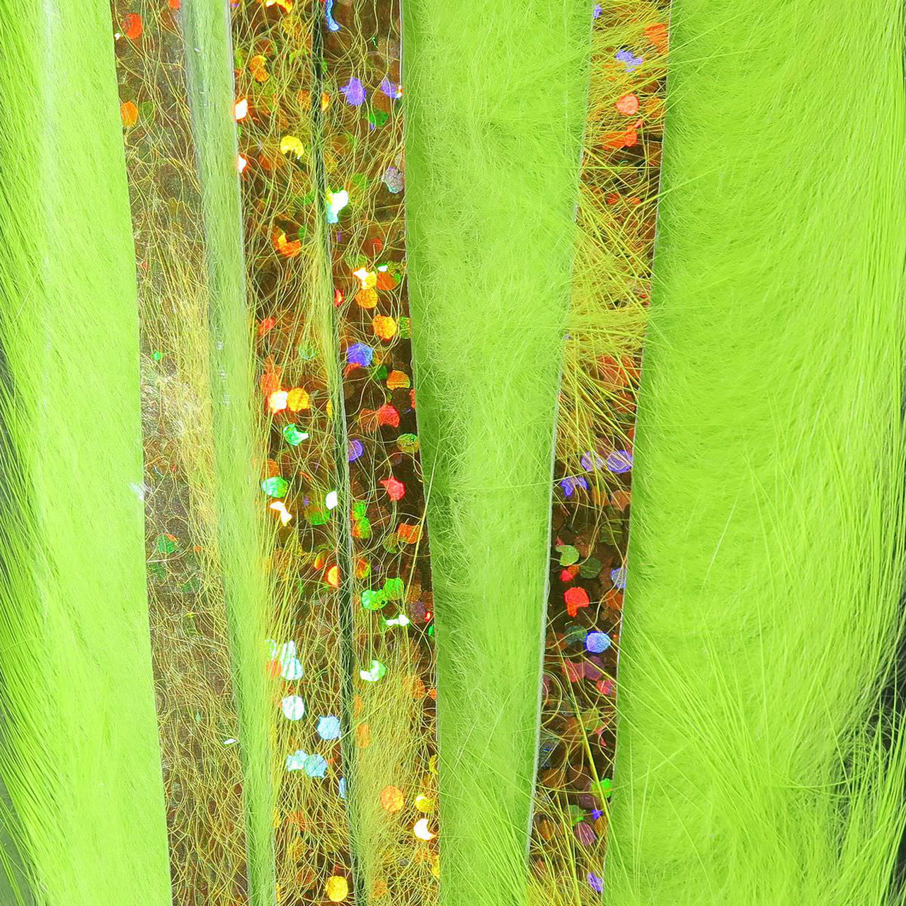 Hareline Magnum Bling Rabbit Strips Chartreuse with Holo Gold Accent