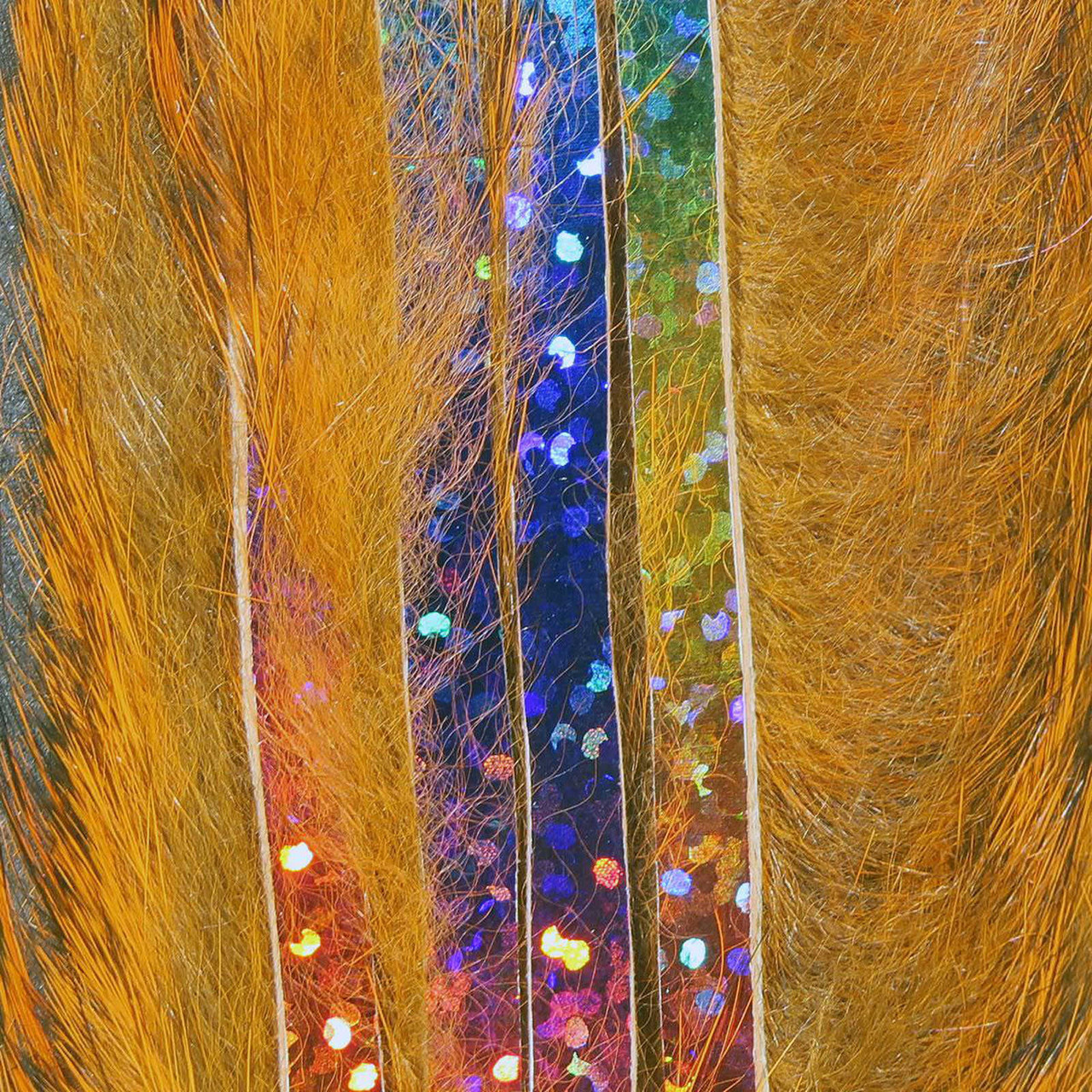 Hareline Magnum Bling Rabbit Strips Crawfish Orange with Holo Rainbow Accent