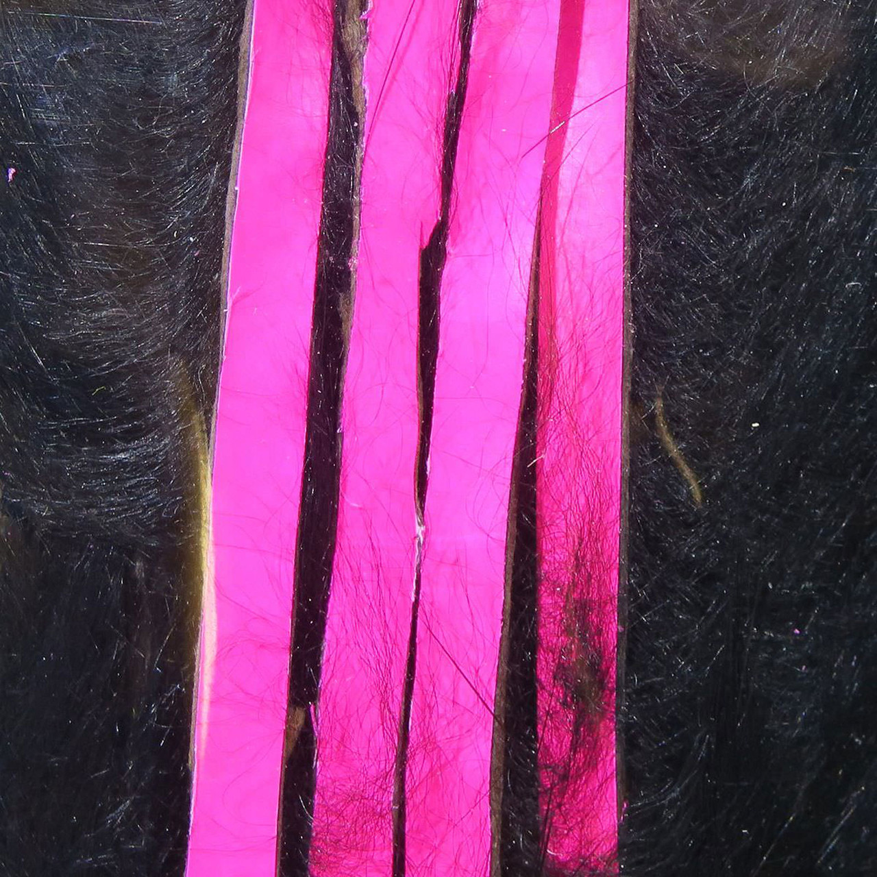 Hareline Magnum Bling Rabbit Strips Black with Fl Fuchsia Accent