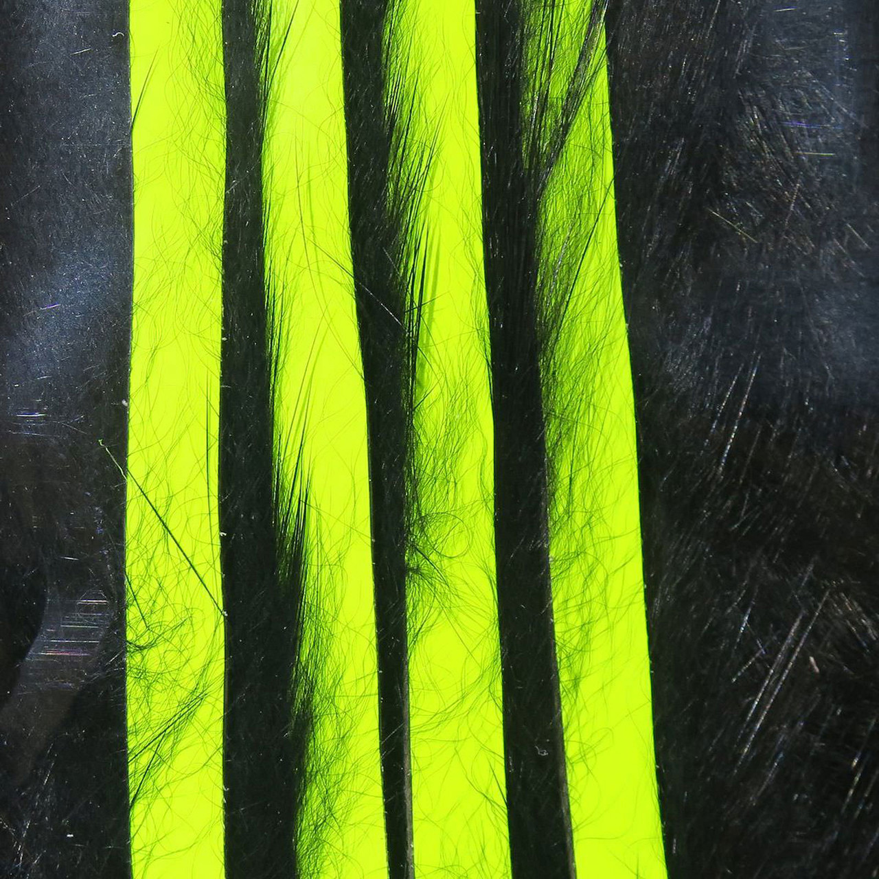 Hareline Bling Rabbit Strips Black with Fl Yellow Accent