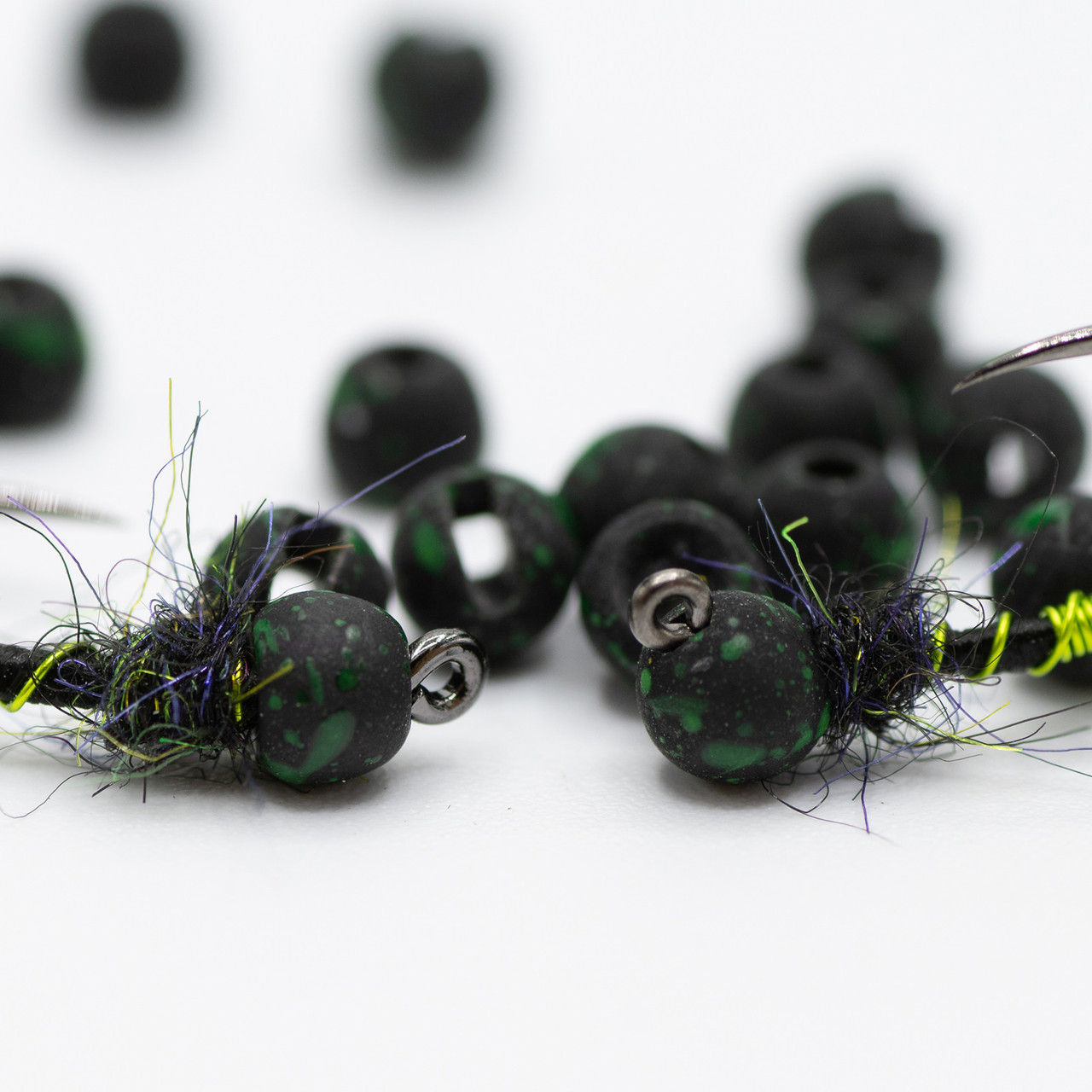 Firehole Stones Speckled Tungsten Beads 2.0 mm - 5/64 - 18ct Midnight Green (Black/Chartreuse)
