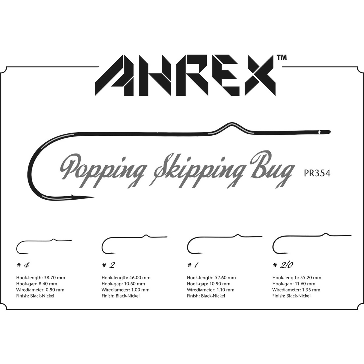 Ahrex PR354 Long Shank Popping Skipping Bug Hook - view 2