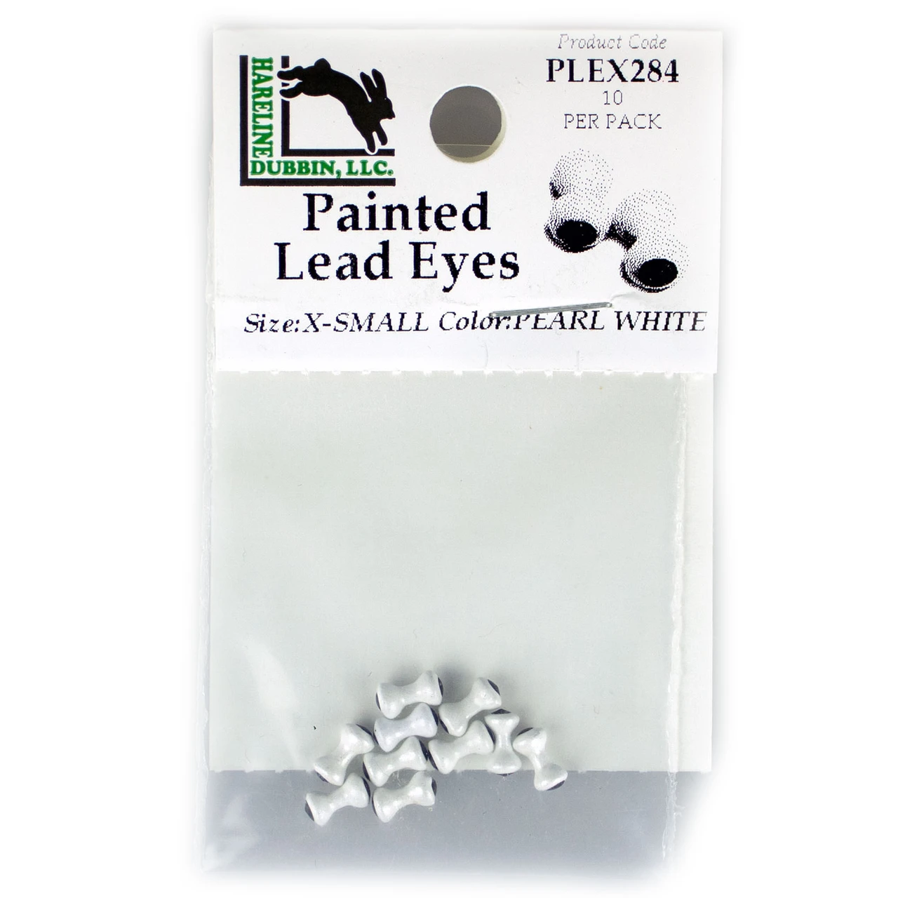 Hareline Painted Lead Dumbbell Eyes XS - 1/8" -3.5 mm) Pearl