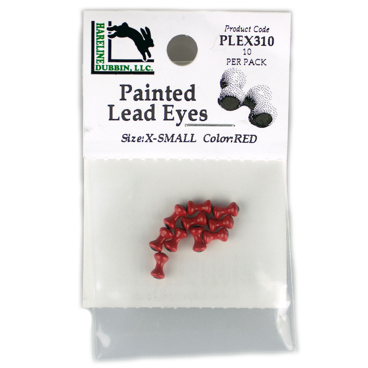 Hareline Painted Lead Dumbbell Eyes XS - 1/8" -3.5 mm) Red