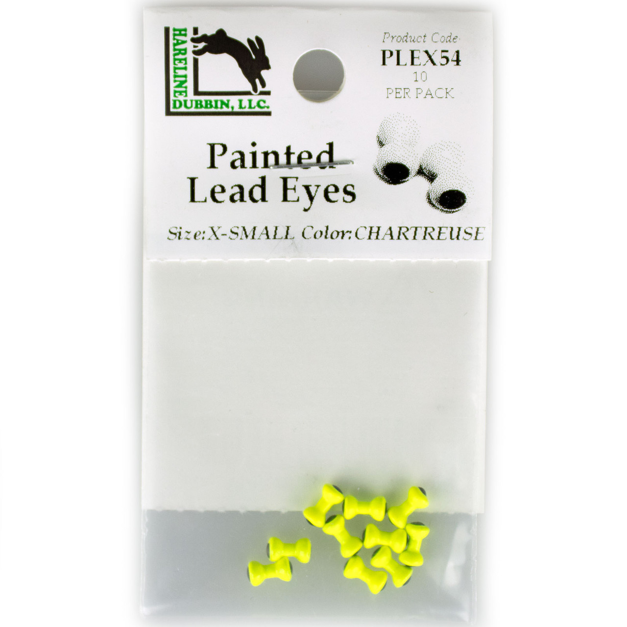 Hareline Painted Lead Dumbbell Eyes XS - 1/8" -3.5 mm) Chartreuse