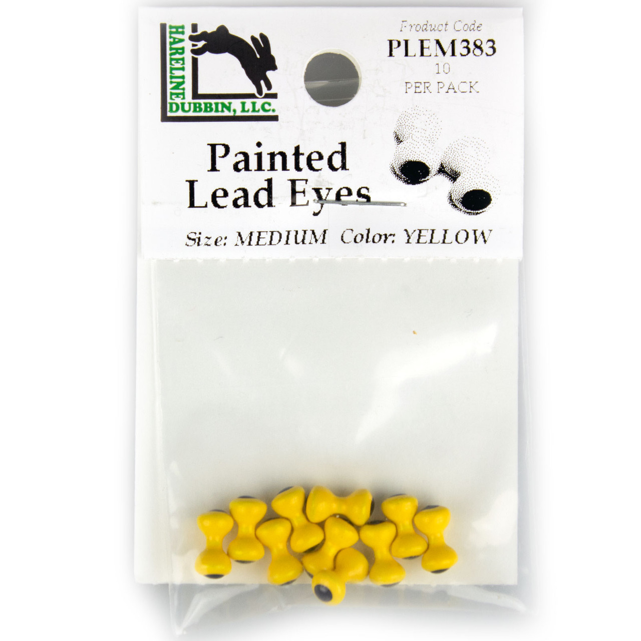 Hareline Painted Lead Dumbbell Eyes Medium - 5/32" -4.0 mm) Yellow