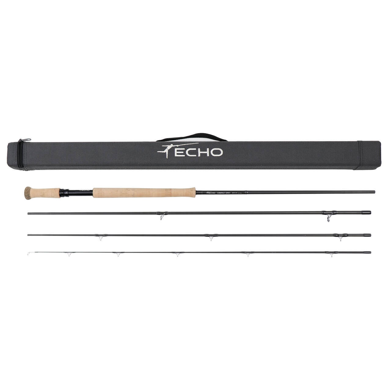 Echo Compact Spey 4-piece two-hand rod with grey fabric rod case