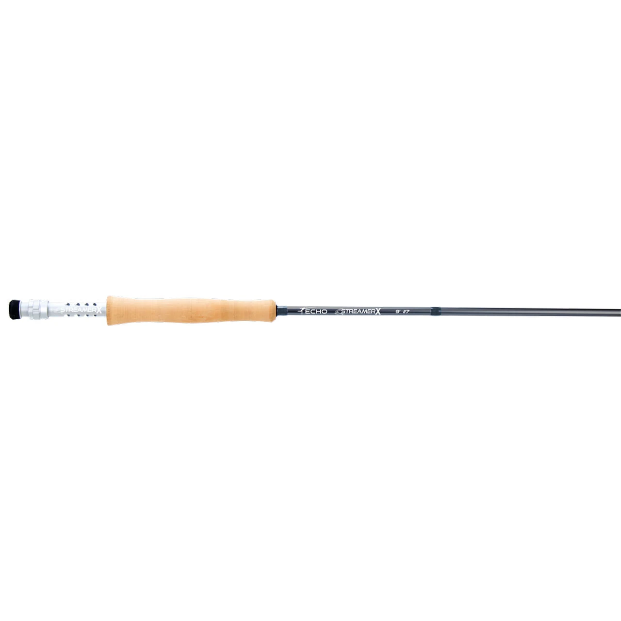 Echo Streamer X fly rod with cork grip and silver reel seat