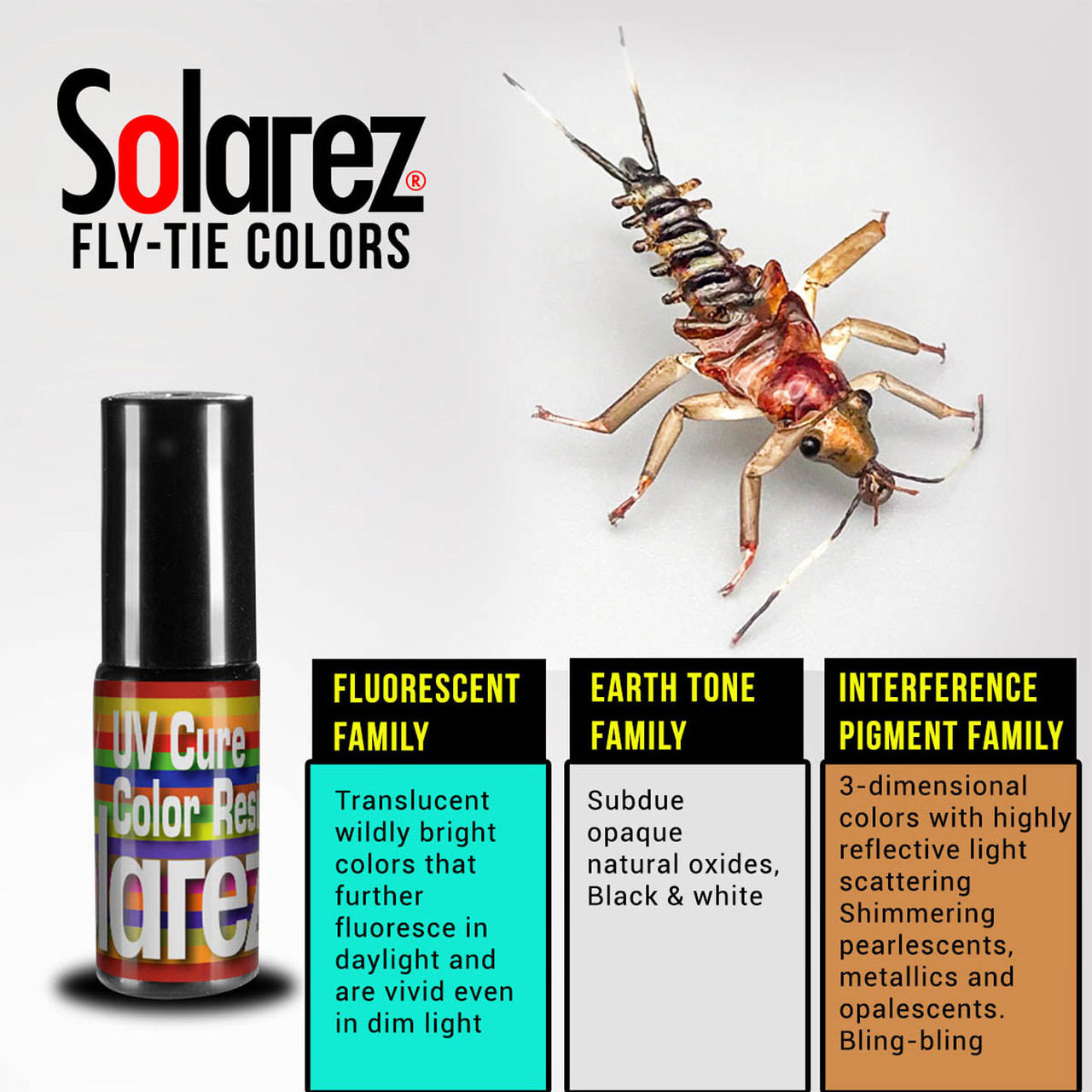 Solarez Fly Tie Colored Resin 5 gram bottles with brush tip