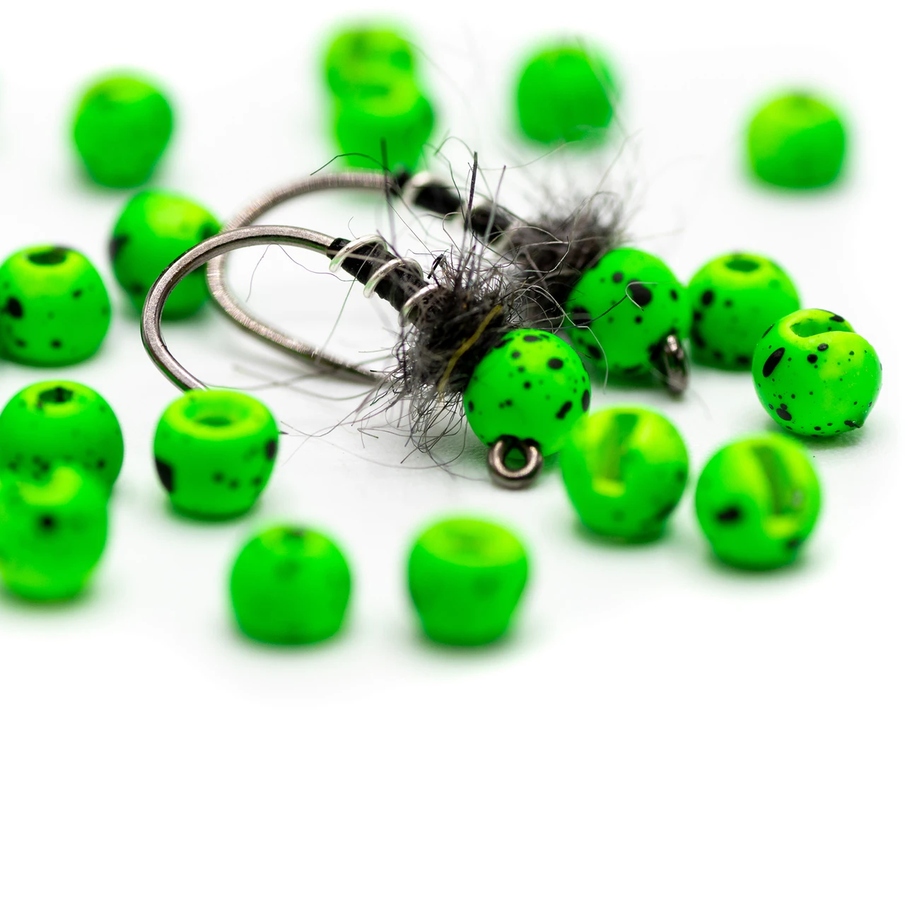Firehole Stones Slotted Speckled Tungsten Beads 2.0 mm - 5/64 - 18ct Kiwi (Caddis Green/Black)