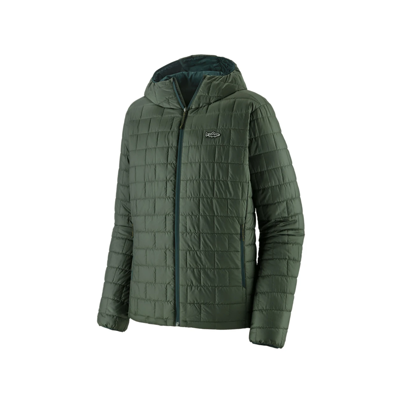 Patagonia Men's Nano Puff Fitz Roy Trout Hoody Medium Old Growth Green