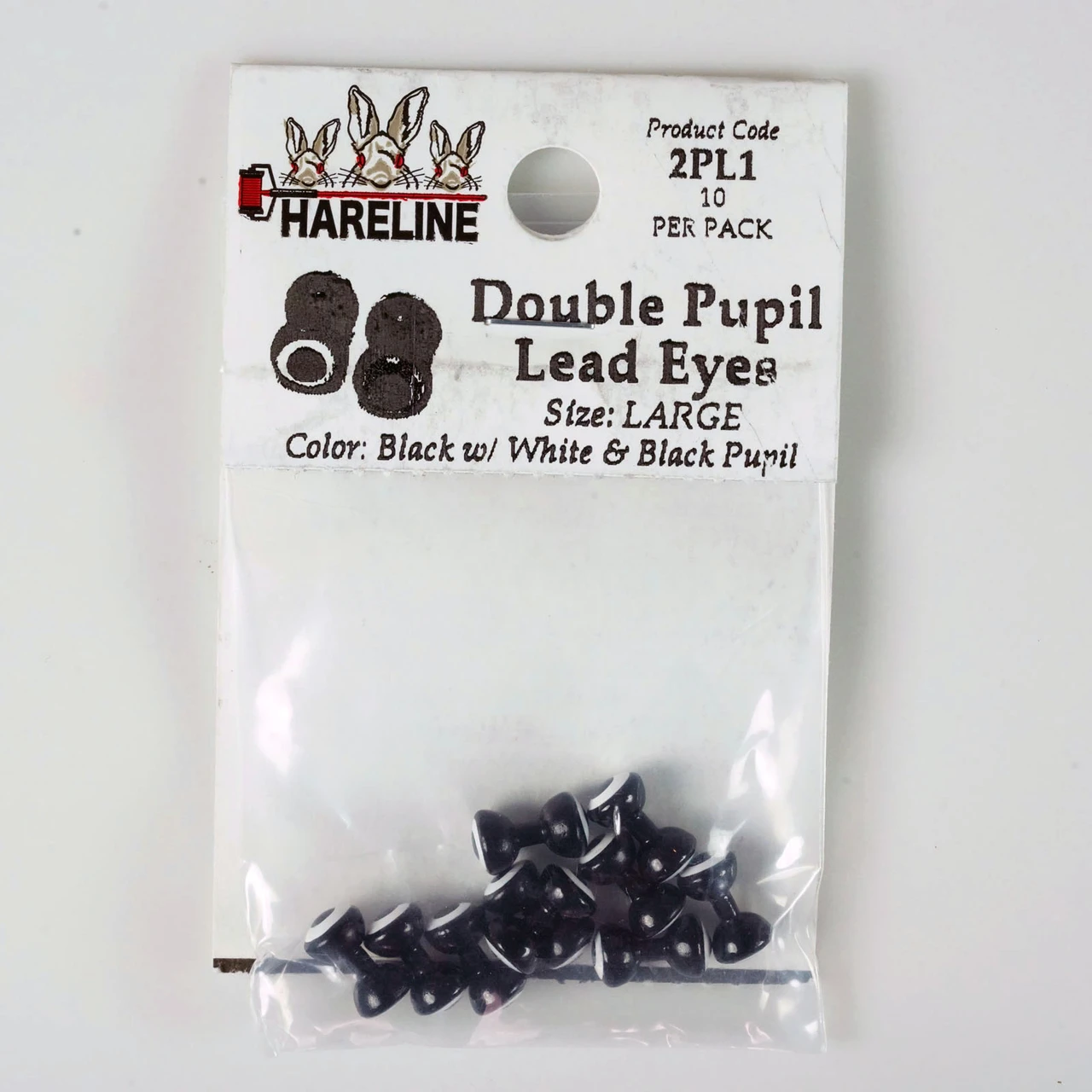 Hareline Double Pupil Lead Eyes Large Black W White and Black