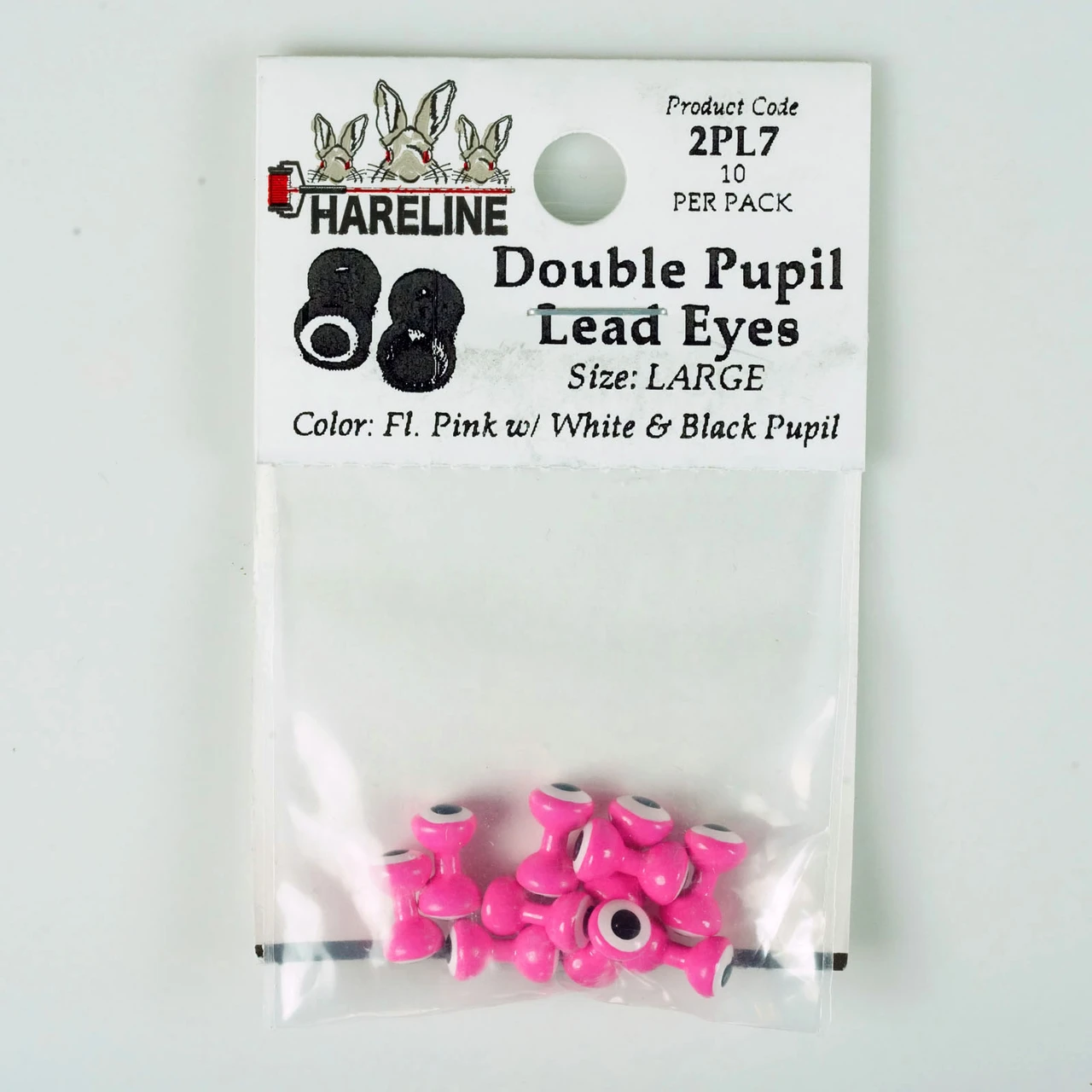 Hareline Double Pupil Lead Eyes Large Fl Pink W White and Black