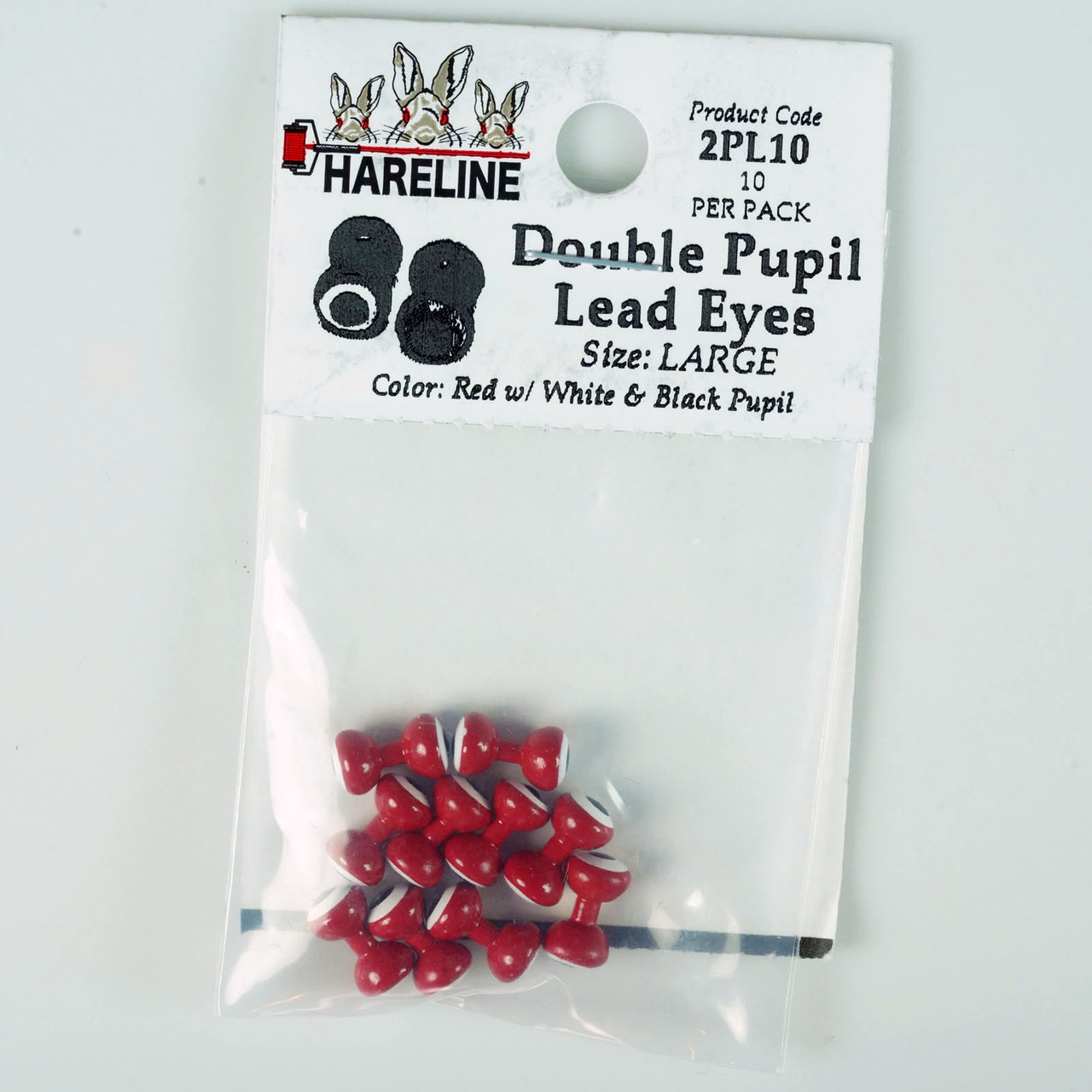 Hareline Double Pupil Lead Eyes Large Red W White and Black