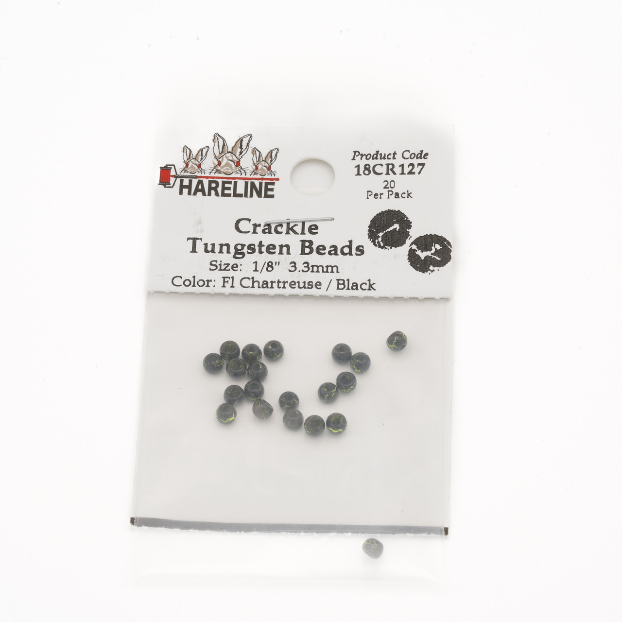 Hareline Crackle Tungsten Beads 3.18 mm - 1/8 Chartreuse / Black