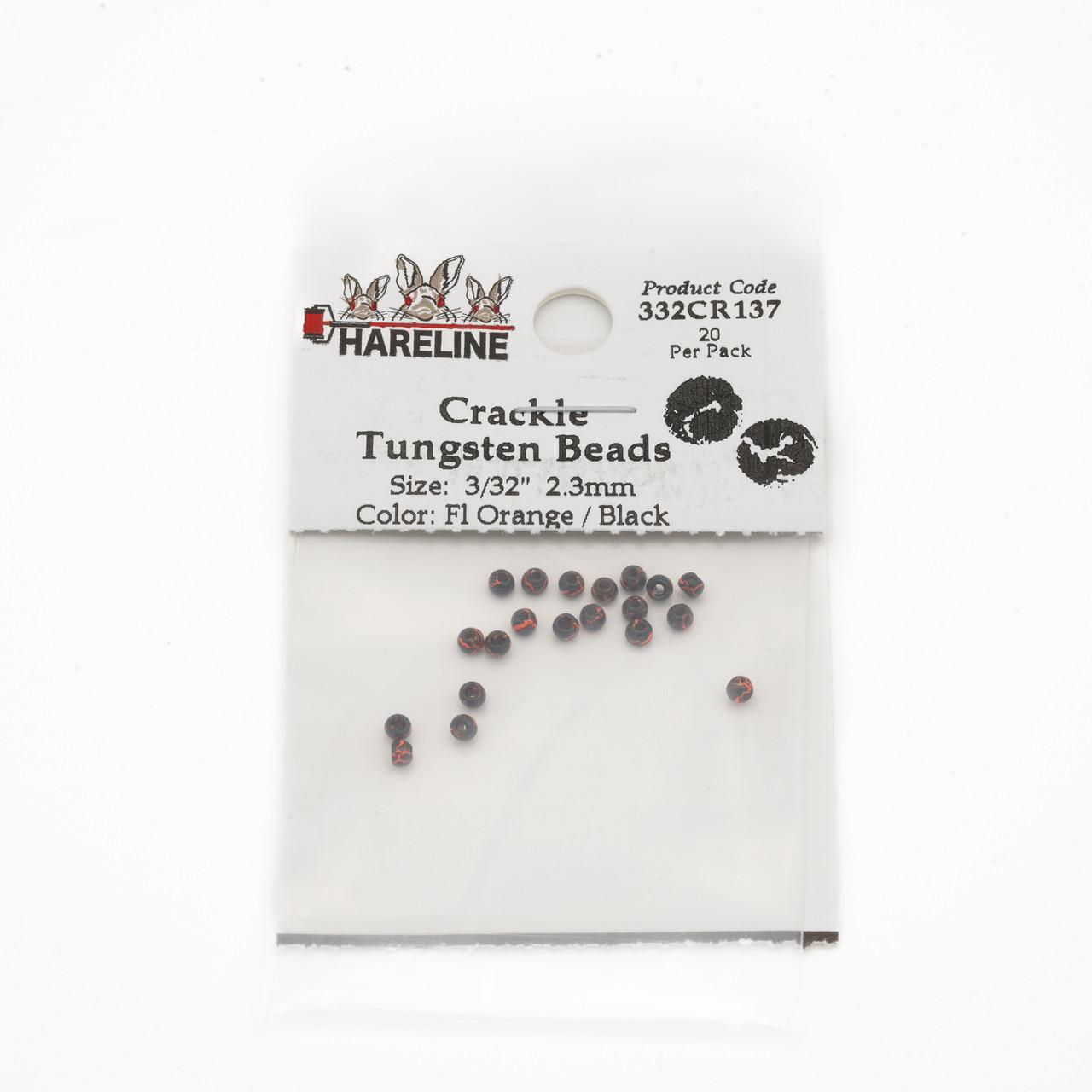 Hareline Crackle Tungsten Beads 2.4 mm - 3/32 Fl Orange / Black