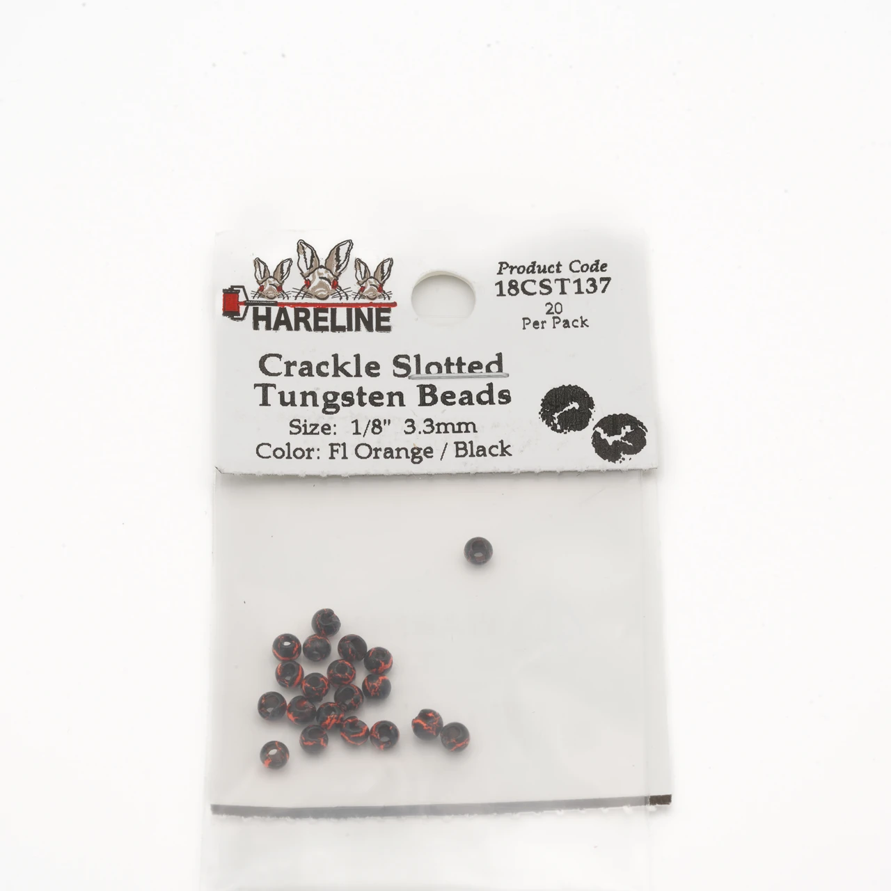 Hareline Crackle Slotted Tungsten Beads 3.18 mm - 1/8 Orange / Black
