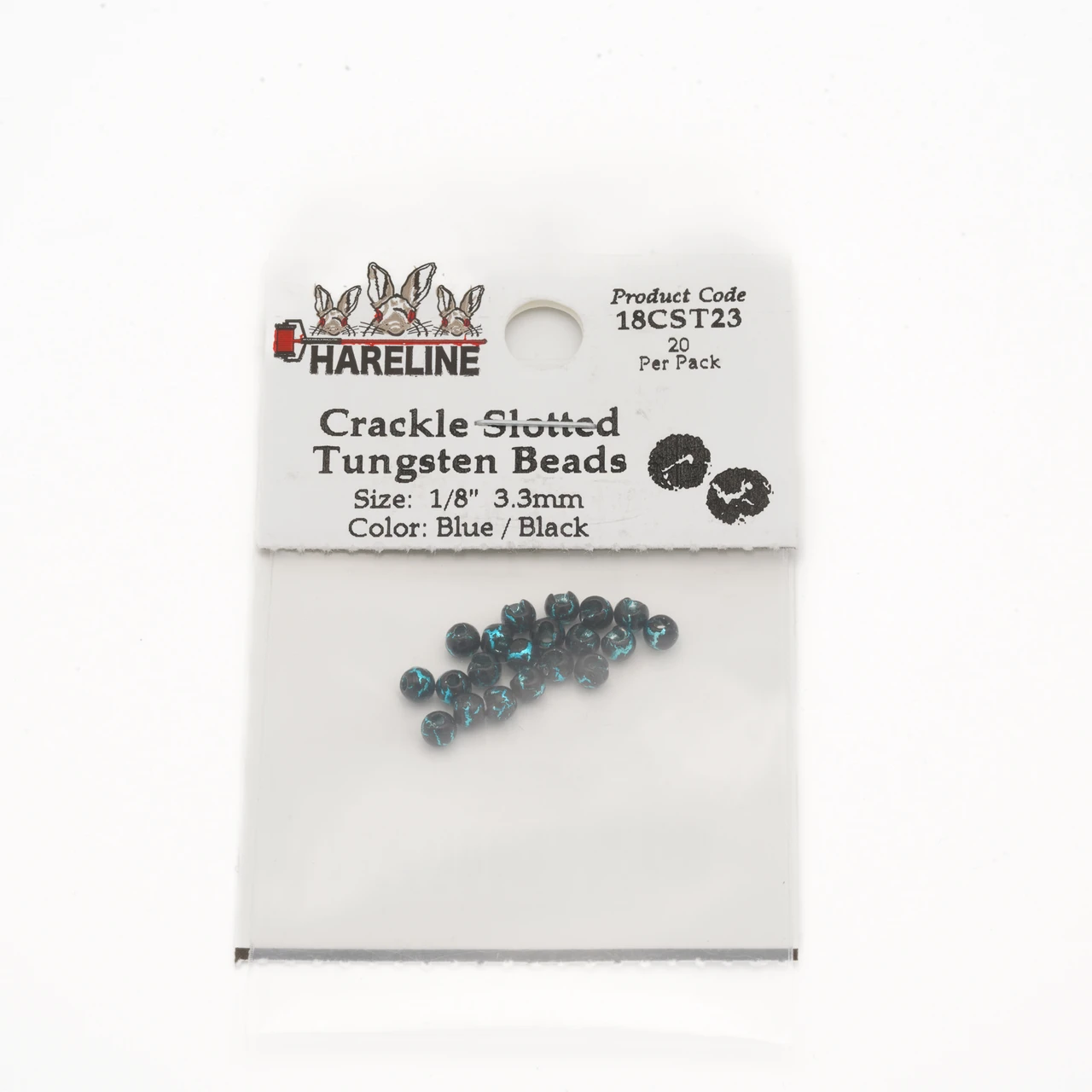 Hareline Crackle Slotted Tungsten Beads 3.18 mm - 1/8 Blue / Black