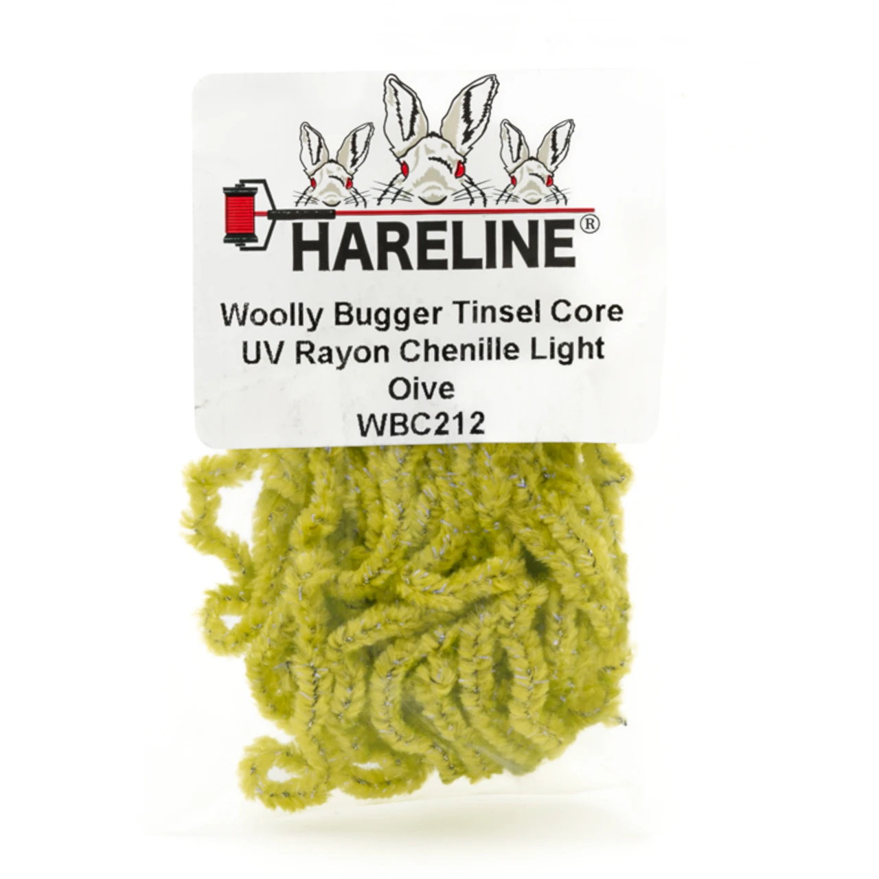 Hareline Wooly Bugger Tinsel Core UV Rayon Chenille Light Oive