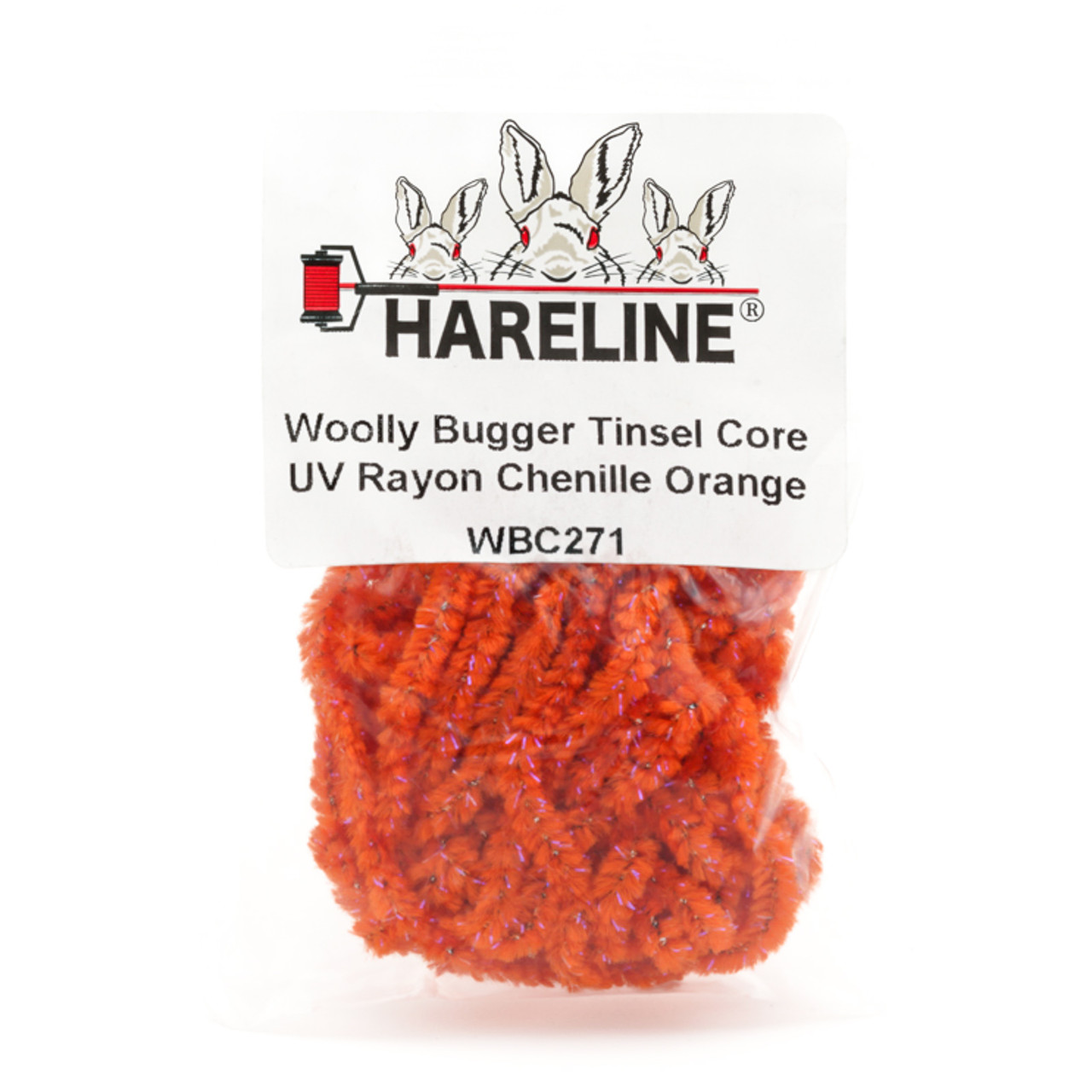 Hareline Wooly Bugger Tinsel Core UV Rayon Chenille Orange