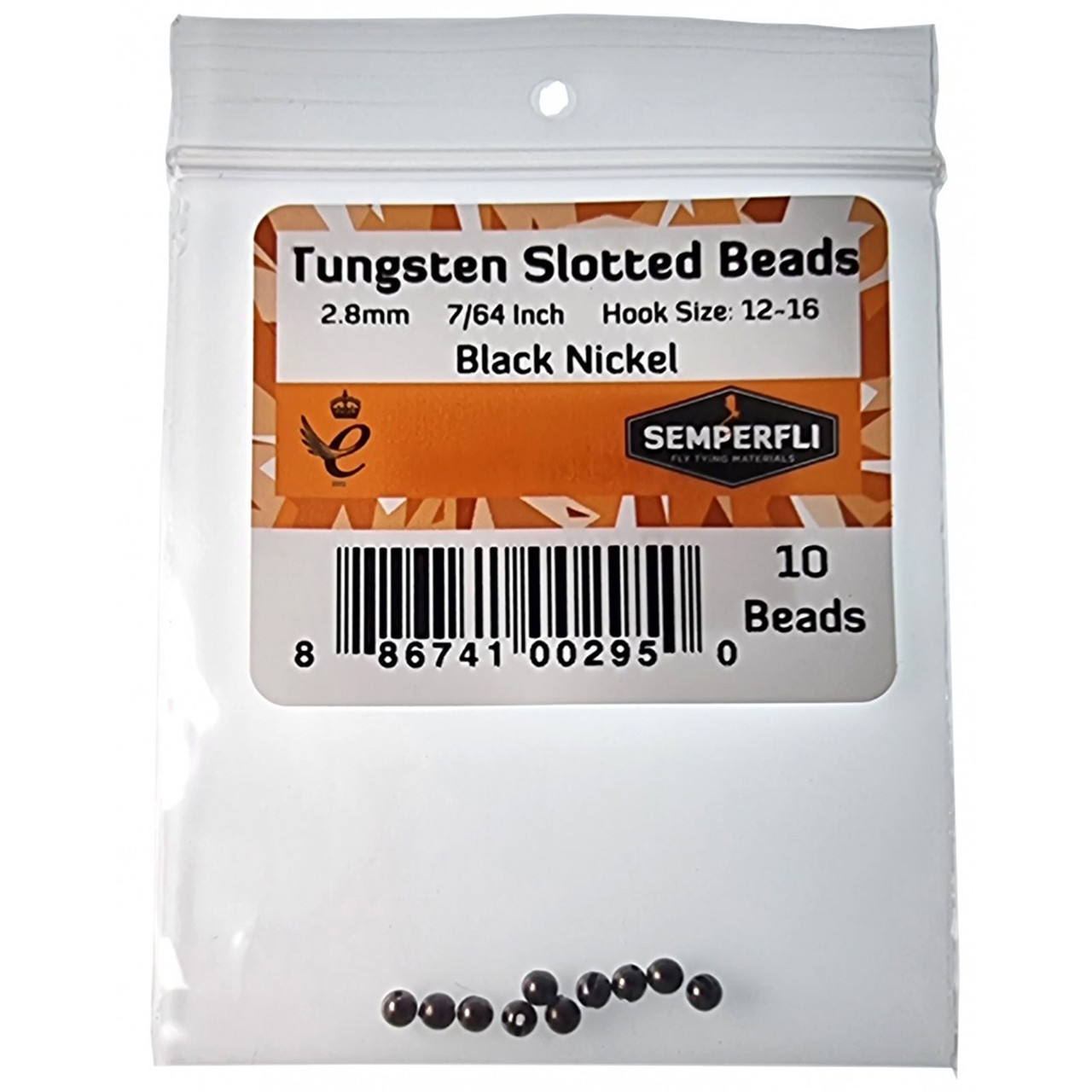 Semperfli Tungsten Slotted Beads (10 pk) 2.8 mm - 7/64 Black Nickel