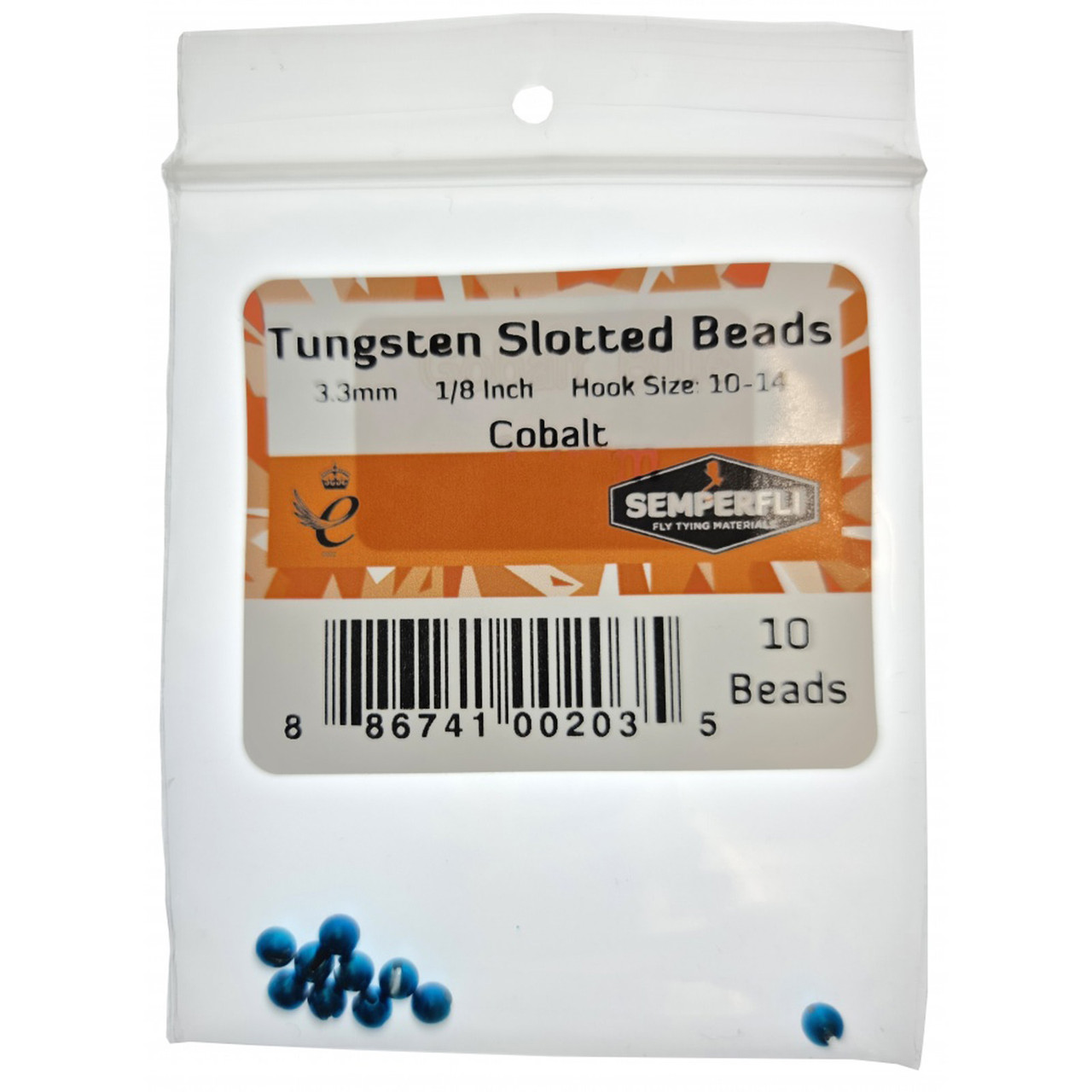 Semperfli Tungsten Slotted Beads (10 pk) 3.3 mm - 1/8 Cobalt
