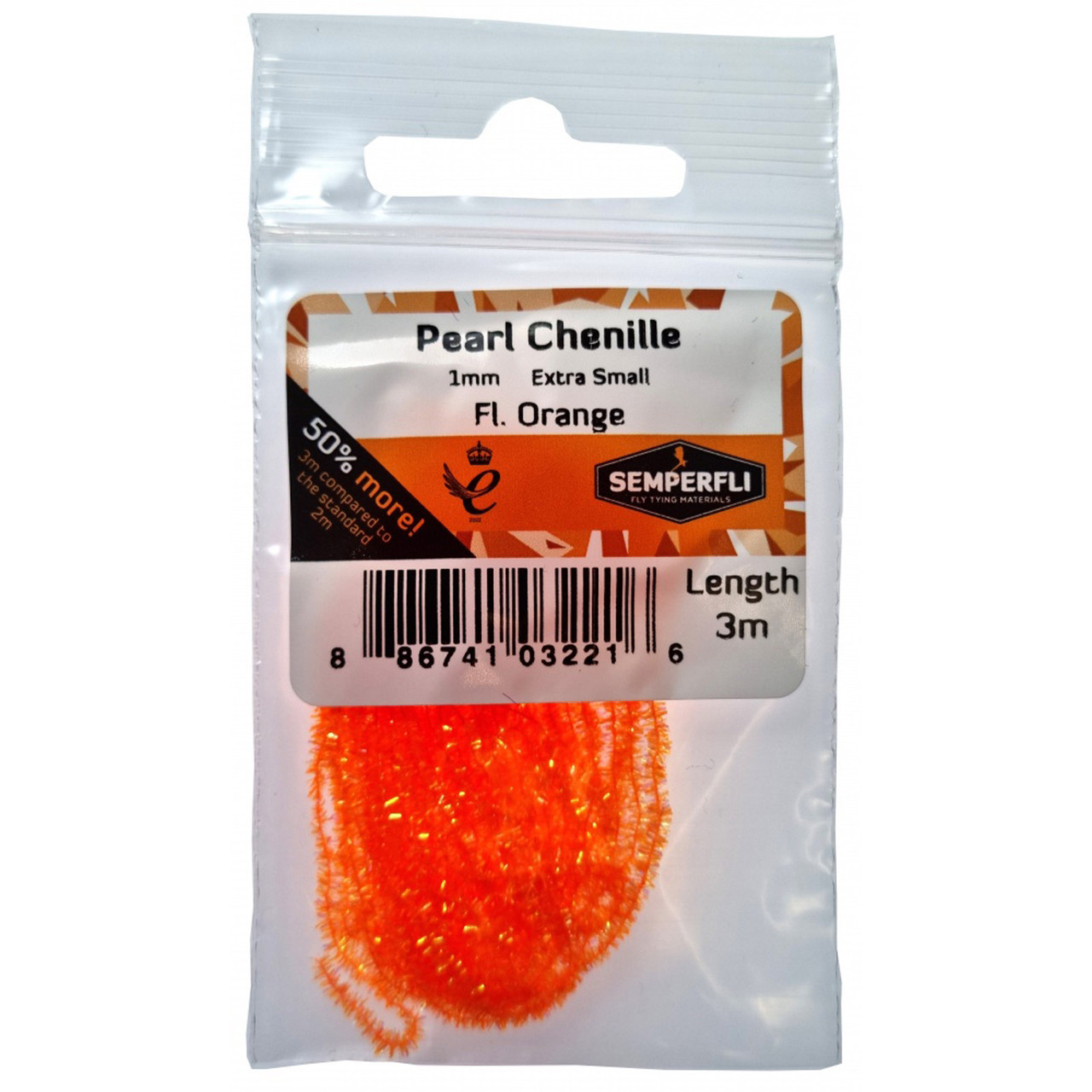 Semperfli Pearl Chenille Fluoro 3mm Small Orange