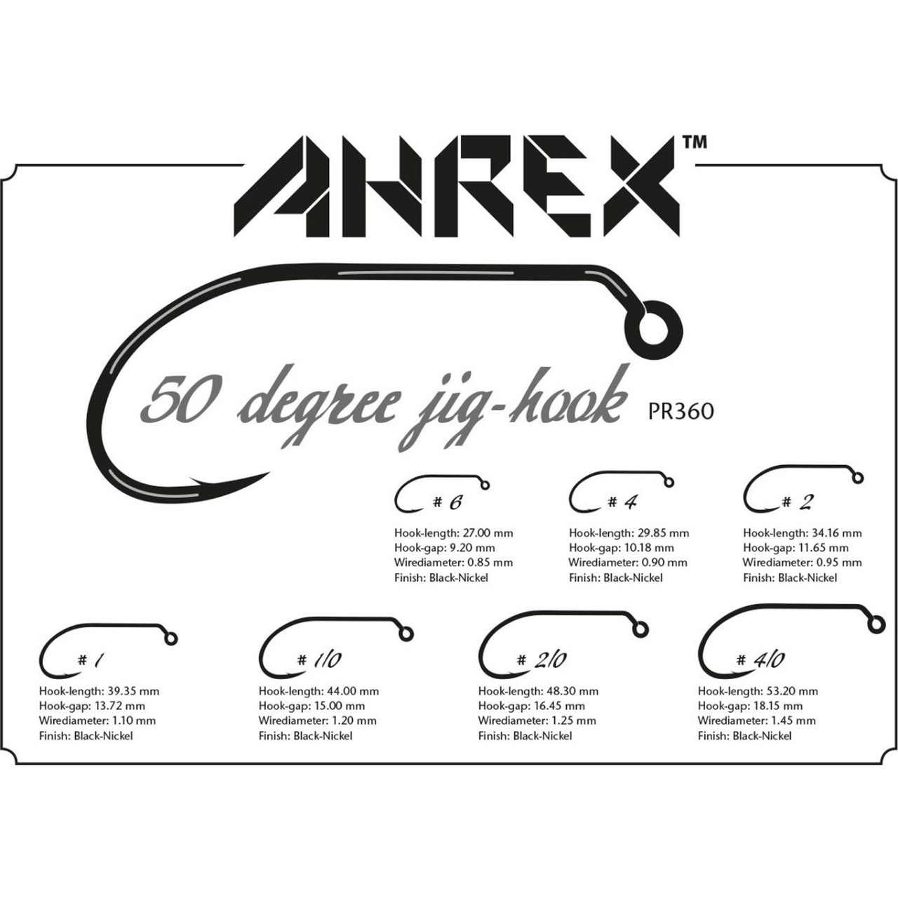 Ahrex PR360 50 Degree Jig Hook 1 - 8 Pack