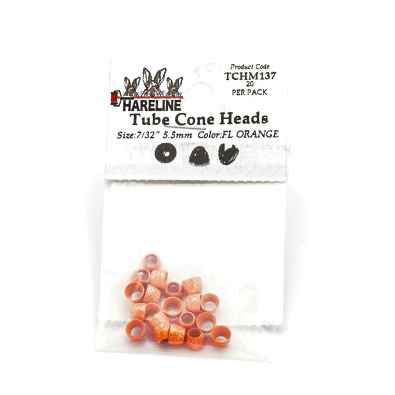 Hareline Tube Cone Head Medium 7/32 in -5.5 mm) #284 Fl Pearl White