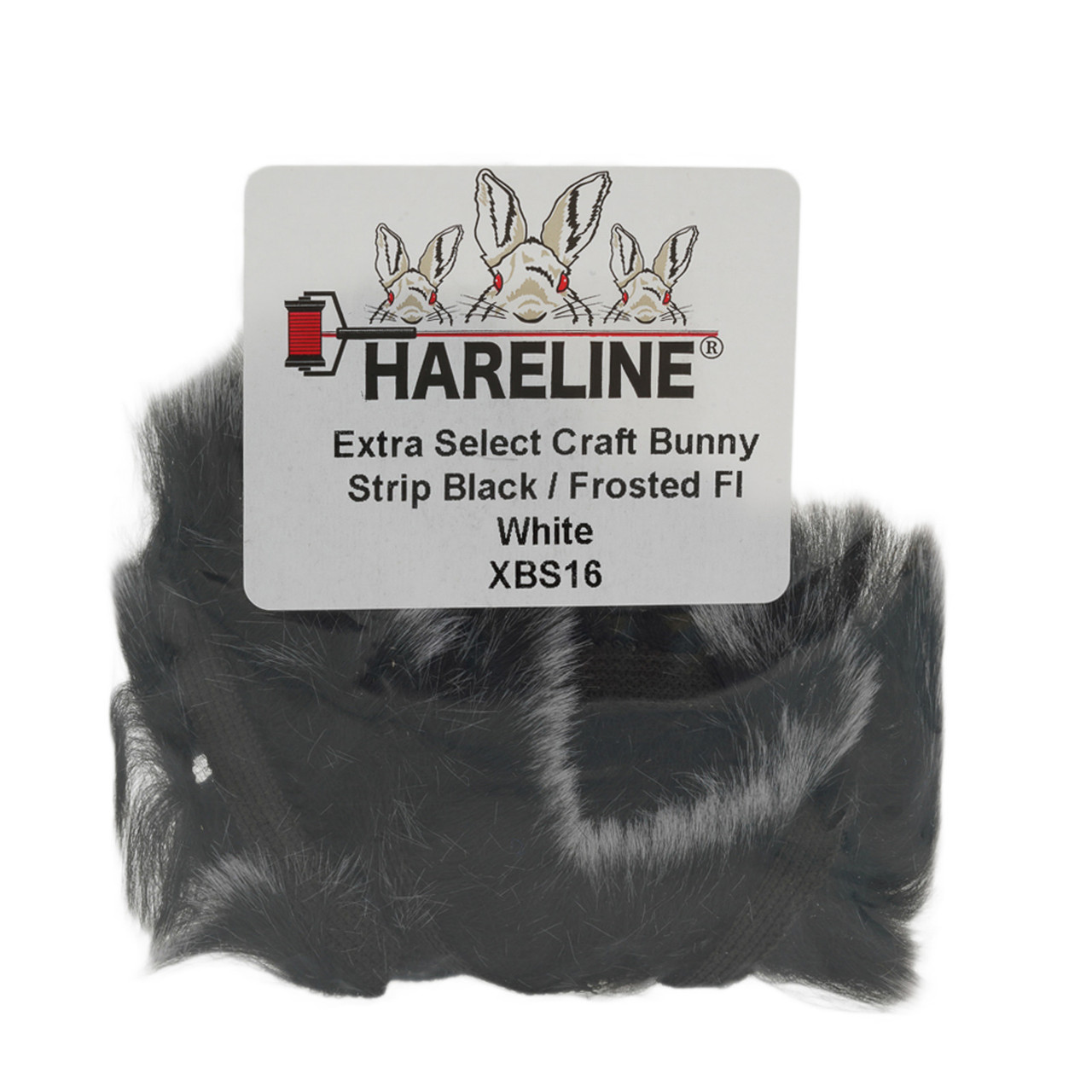 Hareline Extra Select Craft Bunny Strips Black / Frosted Fl White
