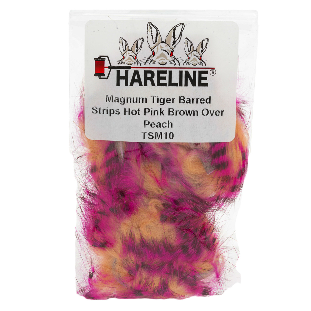 Hareline Magnum Tiger Barred Strips Hot Pink Brown Over Peach