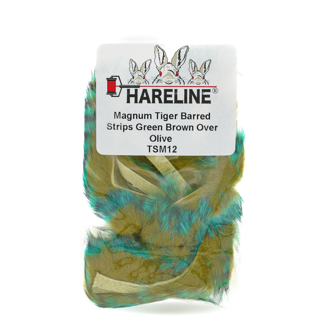 Hareline Magnum Tiger Barred Strips Green Brown Over Olive