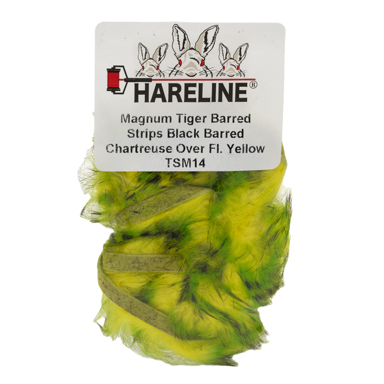 Hareline Magnum Tiger Barred Strips Black Barred Chartreuse Over Fl Yellow