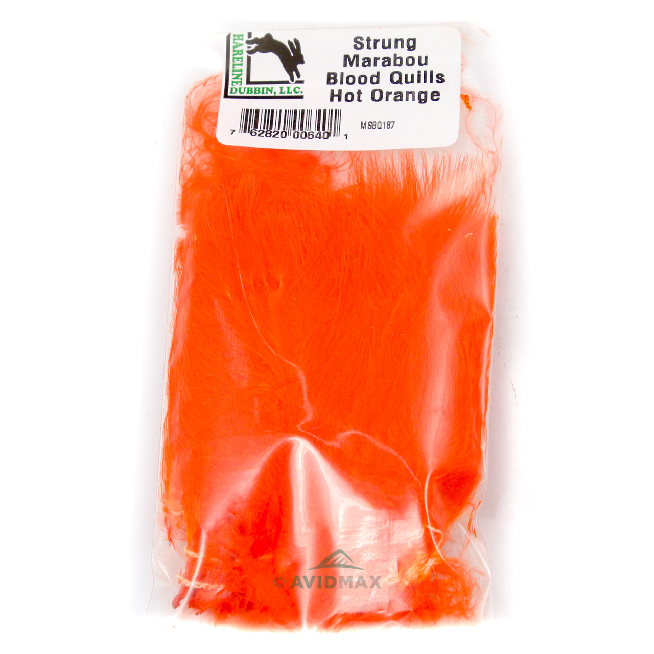 Hareline Marabou Strung Blood Quills Hot Orange