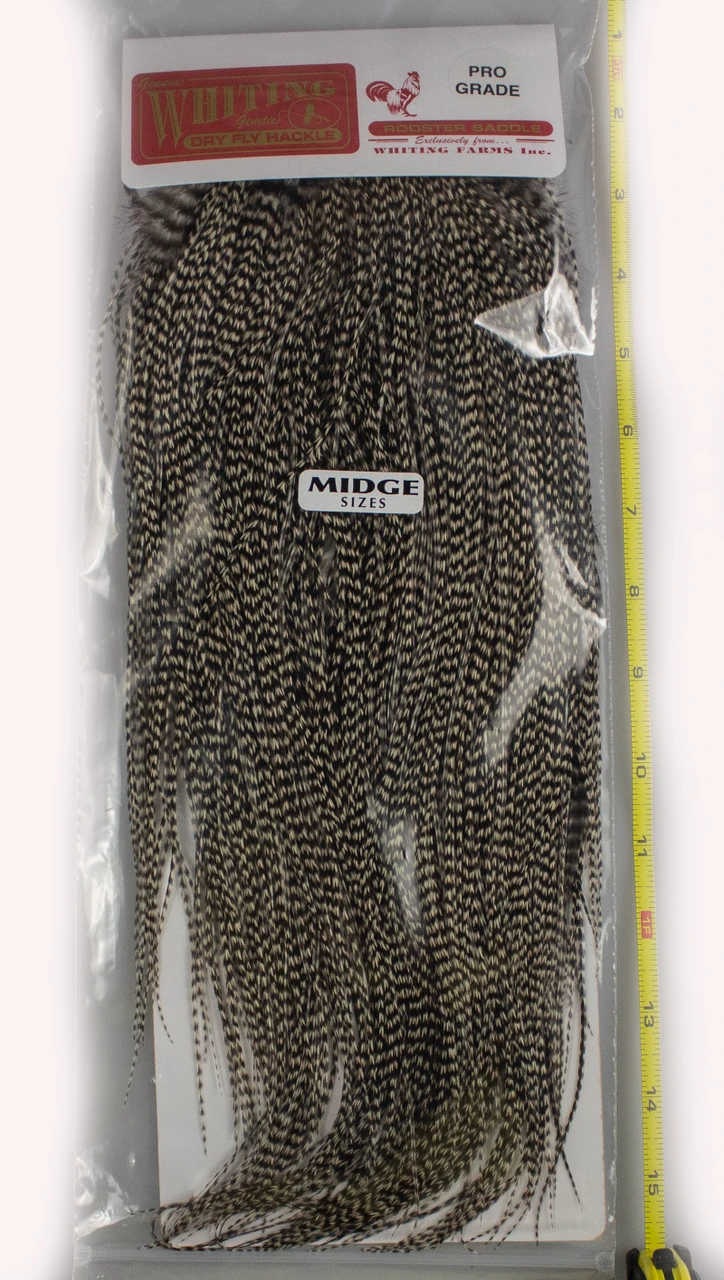 Whiting Farms Pro Grade Midge Saddle Fly Tying Feathers Grizzly