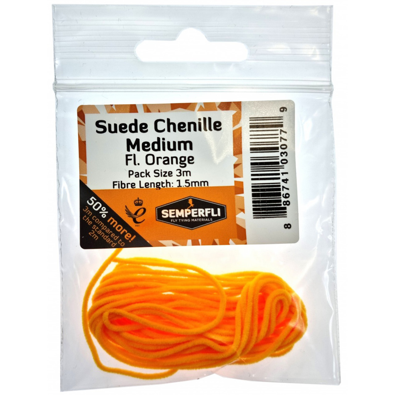 Semperfli Fluoro Suede Chenille 1.5mm Medium Orange