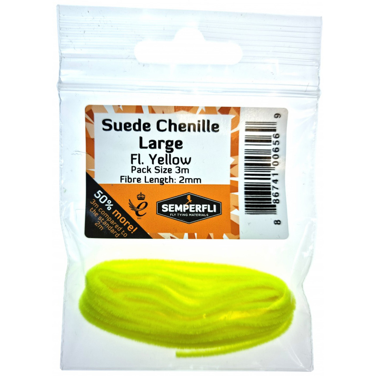 Semperfli Fluoro Suede Chenille 2mm Large Yellow