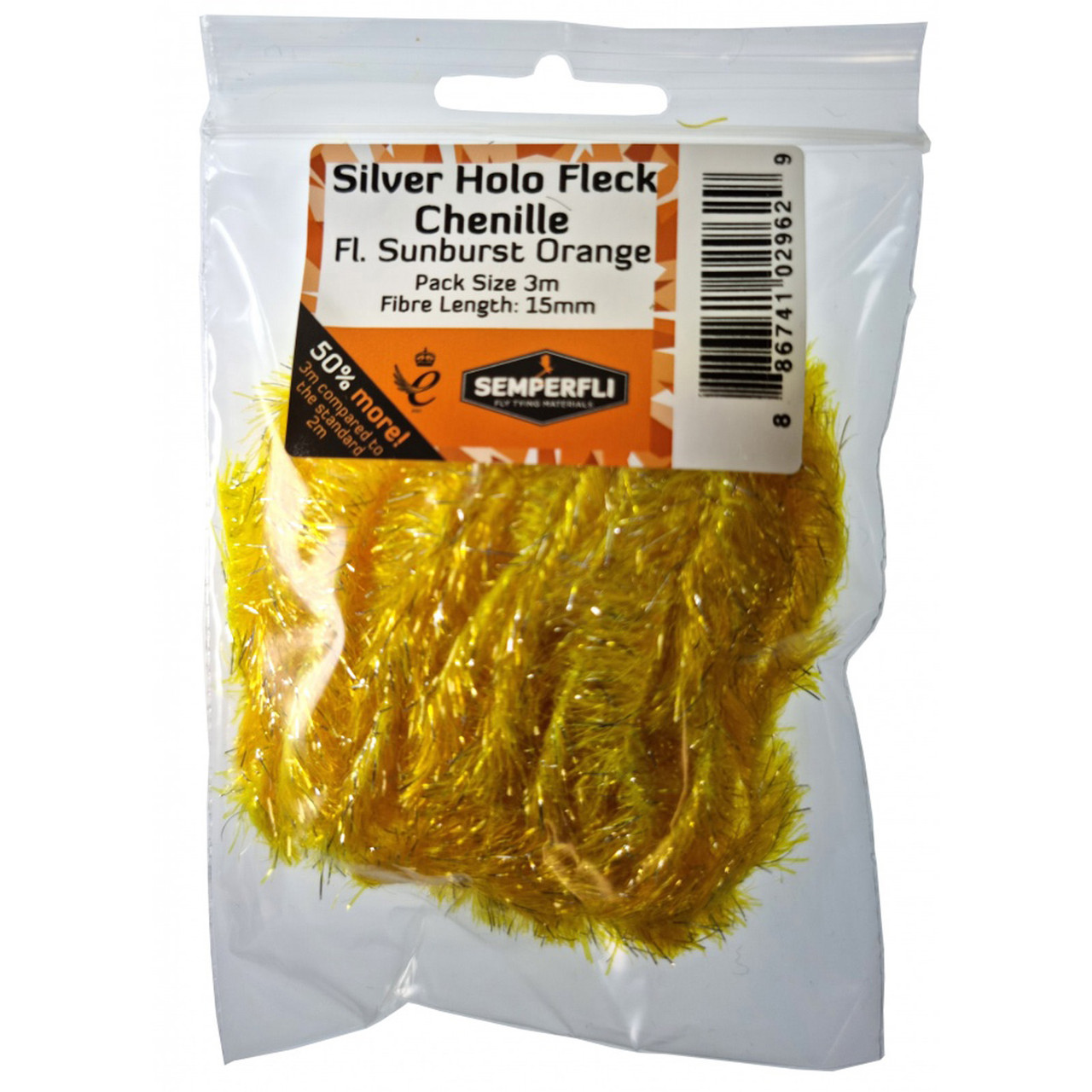 Semperfli Fluoro Silver Holographic Fleck Chenille Semperfli Fluoro Silver Holographic Fleck Chenille