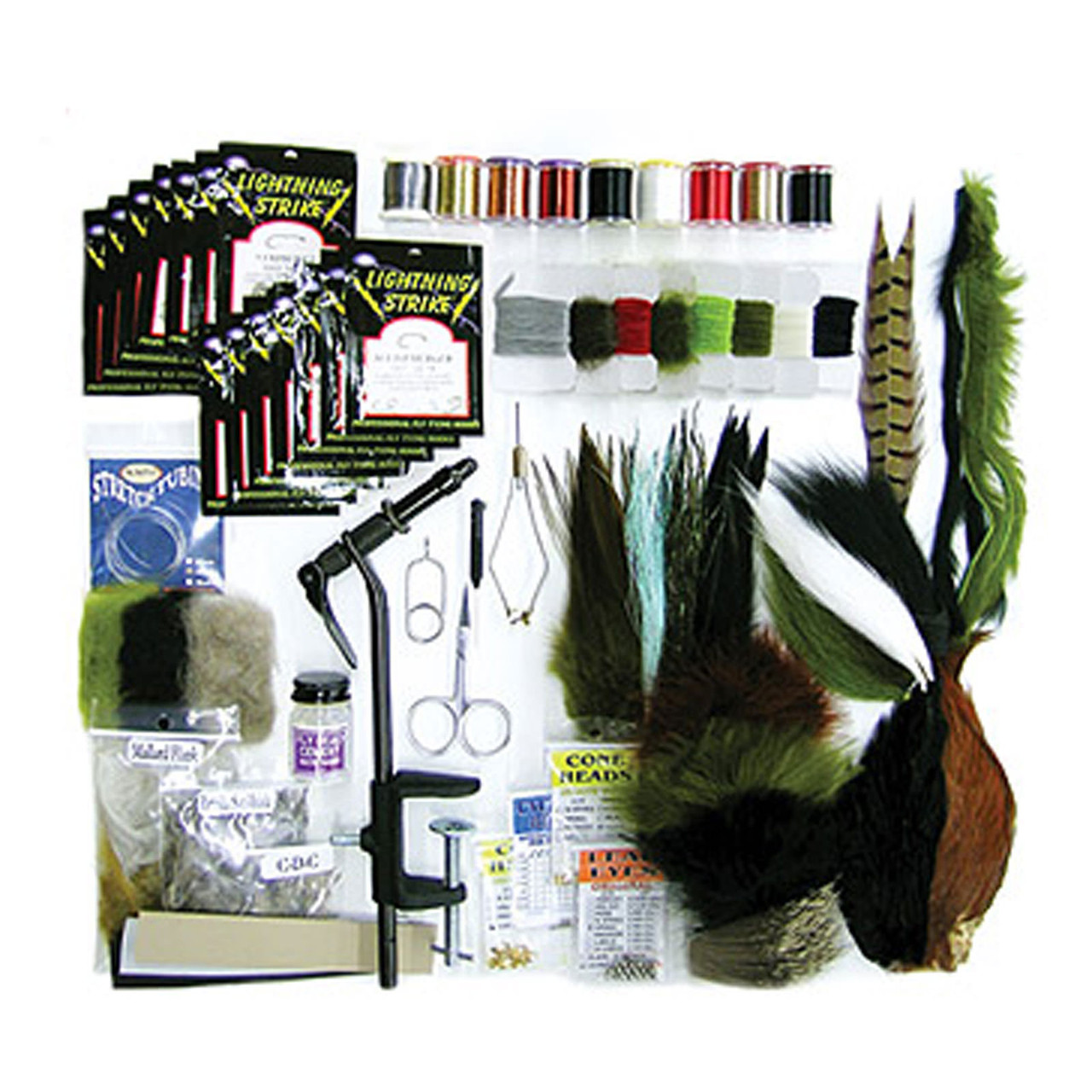 Wapsi Deluxe Fly Tying Starter Kit with Handbook Includes Vise and Tools