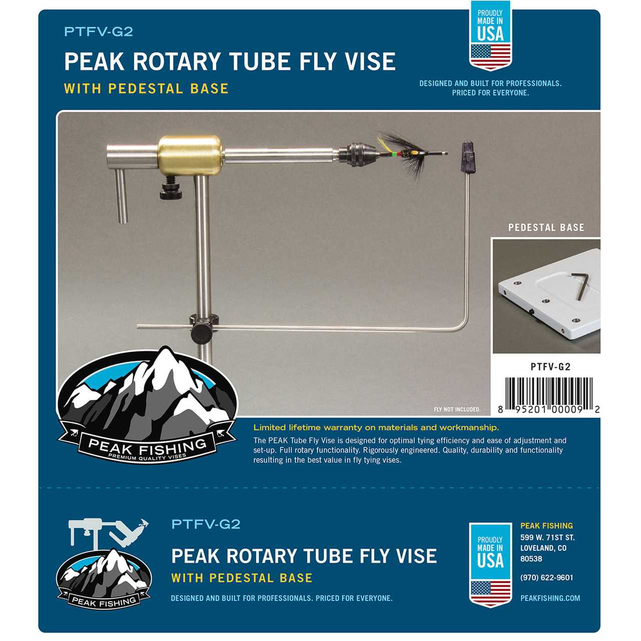 PEAK Rotary Tube Fly Vise with Pedestal Base