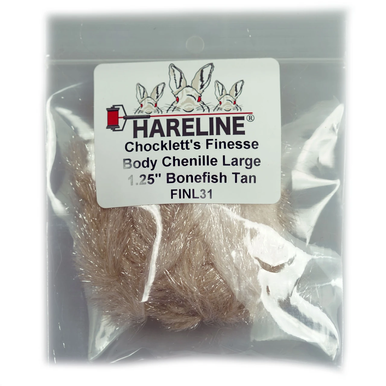 Hareline Chocklett's Finesse Body Chenille Bonefish Tan Large 1.25 inch
