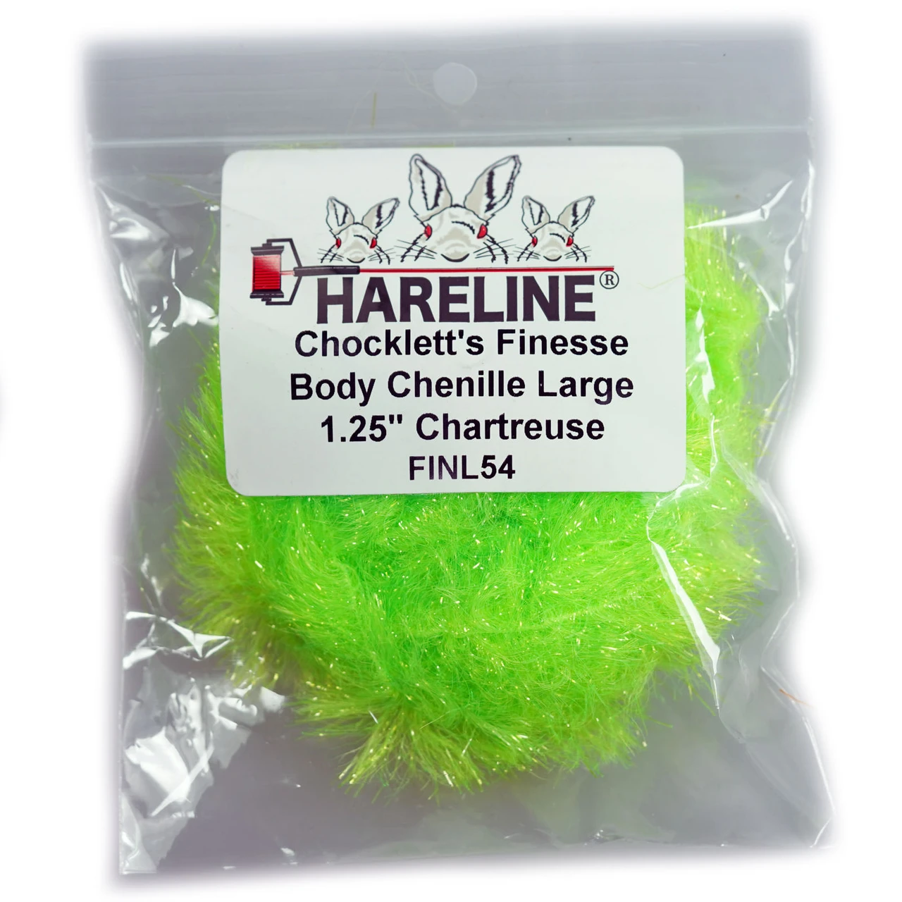 Hareline Chocklett's Finesse Body Chenille Chartreuse Large 1.25 inch